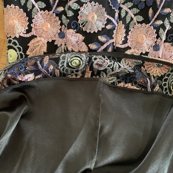 Anthropologie Dress ML Monique Lhuillier Embroidery Floral Bell Sleeve Roupell 0 - Picture 14 of 16